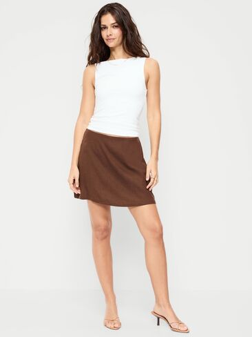 Old Navy Linen-Blend Micro Skort - Peppercorn in Saudi Arabia