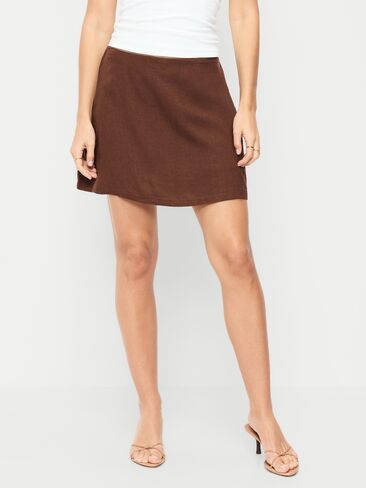 Old Navy Linen-Blend Micro Skort - Peppercorn in Saudi Arabia