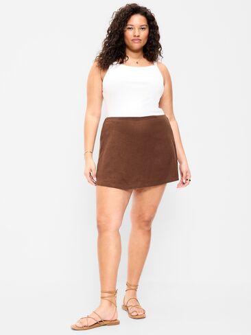 Old Navy Linen-Blend Micro Skort - Peppercorn in Saudi Arabia