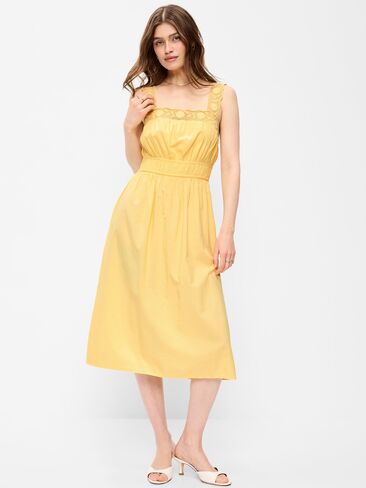 Old Navy Fit & Flare Smocked-Waist Midi Dress - Sunbeam in Saudi Arabia