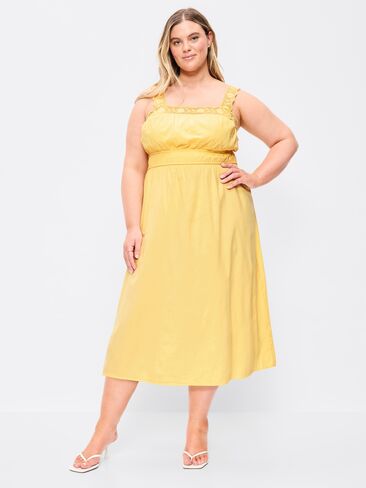 Old Navy Fit & Flare Smocked-Waist Midi Dress - Sunbeam in Saudi Arabia