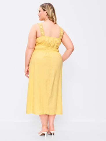 Old Navy Fit & Flare Smocked-Waist Midi Dress - Sunbeam in Saudi Arabia