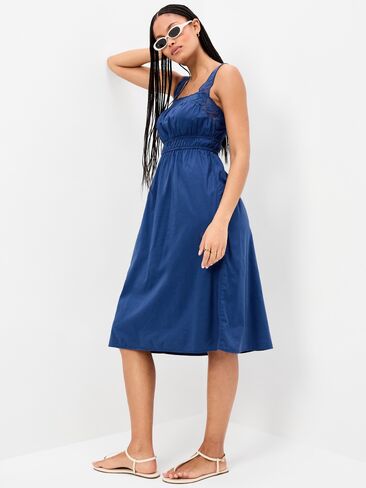 فستان Old Navy Fit & Flare متوسط ​​الطول بخصر متوسط ​​- أزرق باسيفيك in Saudi Arabia
