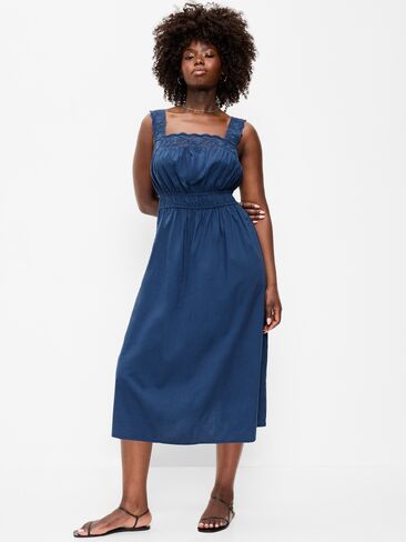 فستان Old Navy Fit & Flare متوسط ​​الطول بخصر متوسط ​​- أزرق باسيفيك in Saudi Arabia
