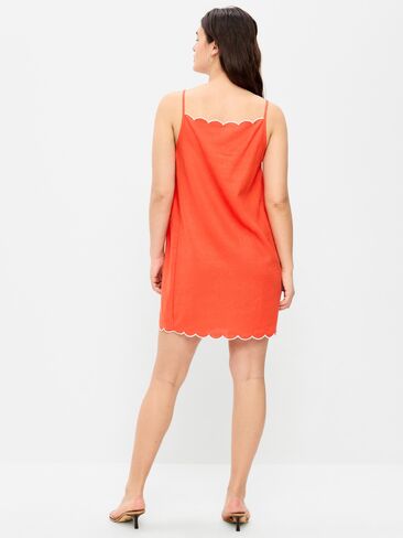 Old Navy Scalloped-Edge Apron-Neck Mini Shift Dress - MOONFISH ORANGE in Saudi Arabia