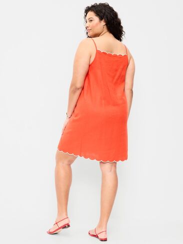 Old Navy Scalloped-Edge Apron-Neck Mini Shift Dress - MOONFISH ORANGE in Saudi Arabia