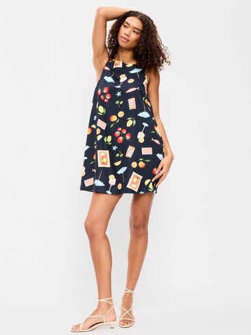 Old Navy Linen-Blend Apron-Neck Mini Shift Dress - Mixed Fruit in Saudi Arabia