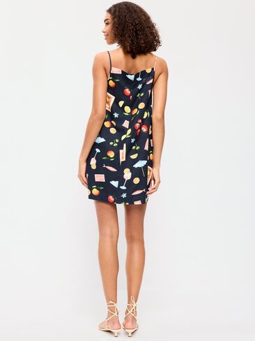 Old Navy Linen-Blend Apron-Neck Mini Shift Dress - Mixed Fruit in Saudi Arabia