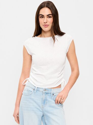 Old Navy Cap-Sleeve Shirred Side Top - Calla Lily in Saudi Arabia