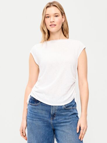 Old Navy Cap-Sleeve Shirred Side Top - Calla Lily in Saudi Arabia