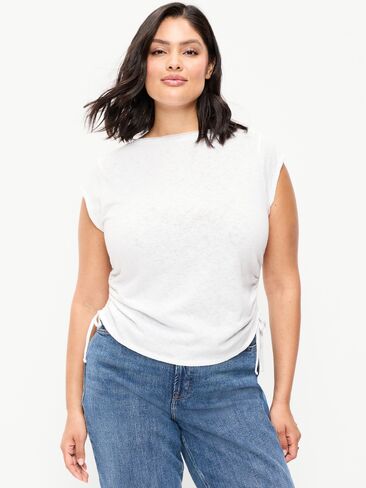 Old Navy Cap-Sleeve Shirred Side Top - Calla Lily in Saudi Arabia