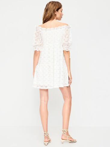 Old Navy Off-The-Shoulder Lace Mini Dress - Sea Salt in Saudi Arabia