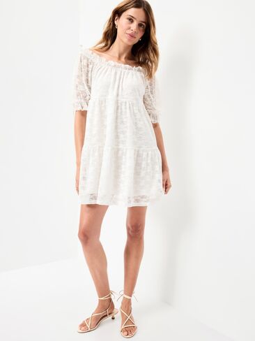 Old Navy Off-The-Shoulder Lace Mini Dress - Sea Salt in Saudi Arabia
