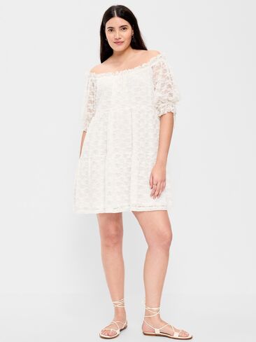 Old Navy Off-The-Shoulder Lace Mini Dress - Sea Salt in Saudi Arabia