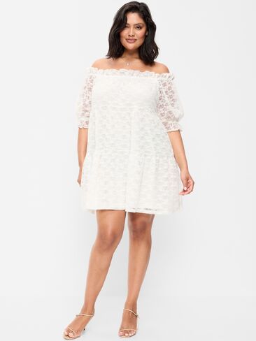 Old Navy Off-The-Shoulder Lace Mini Dress - Sea Salt in Saudi Arabia
