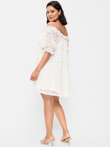 Old Navy Off-The-Shoulder Lace Mini Dress - Sea Salt in Saudi Arabia