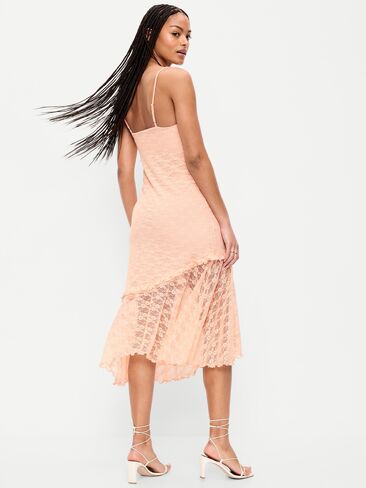 Old Navy Fit & Flare Lace Midi Dress - Peach Gelato in Saudi Arabia