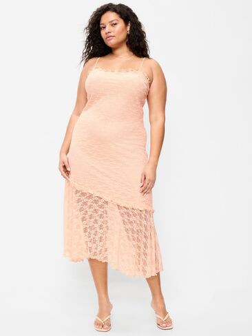 Old Navy Fit & Flare Lace Midi Dress - Peach Gelato in Saudi Arabia