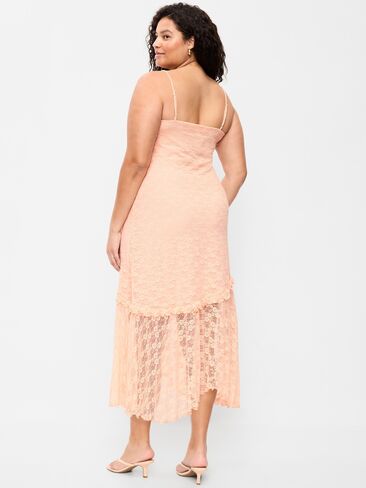 Old Navy Fit & Flare Lace Midi Dress - Peach Gelato in Saudi Arabia
