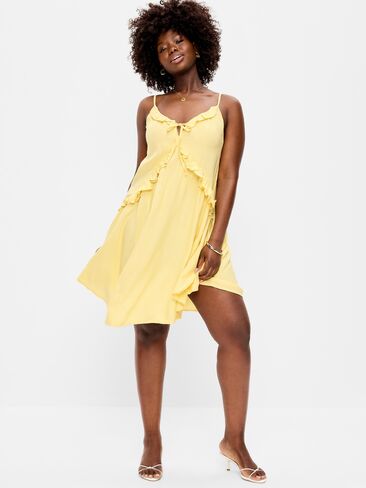 Old Navy Ruffle-Trim Asymmetrical Mini Dress - Mystic Yellow in Saudi Arabia