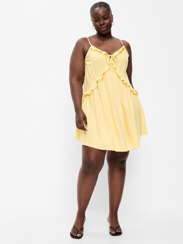 Old Navy Ruffle-Trim Asymmetrical Mini Dress - Mystic Yellow in Saudi Arabia