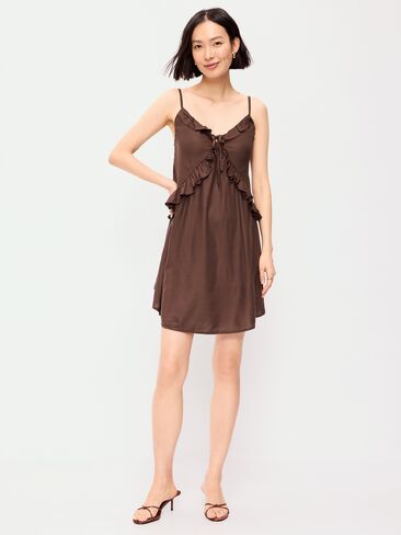 Old Navy Ruffle-Trim Asymmetrical Mini Dress - Peppercorn in Saudi Arabia