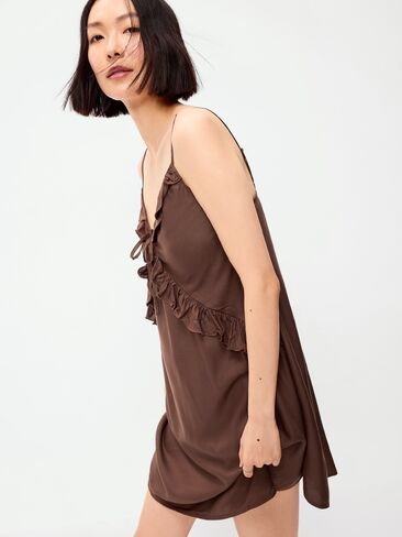 Old Navy Ruffle-Trim Asymmetrical Mini Dress - Peppercorn in Saudi Arabia