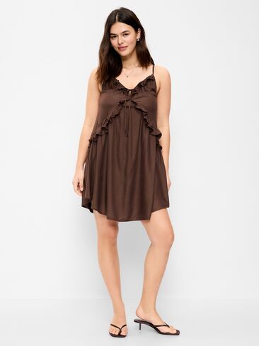 Old Navy Ruffle-Trim Asymmetrical Mini Dress - Peppercorn in Saudi Arabia