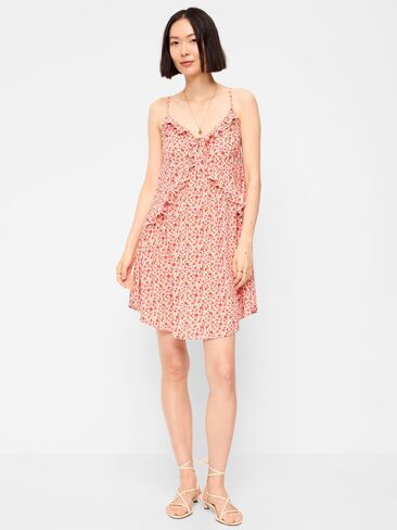 Old Navy Ruffle-Trim Asymmetrical Mini Dress - Pink Ditsy Floral in Saudi Arabia