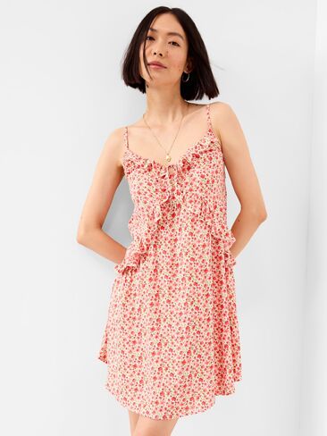 Old Navy Ruffle-Trim Asymmetrical Mini Dress - Pink Ditsy Floral in Saudi Arabia