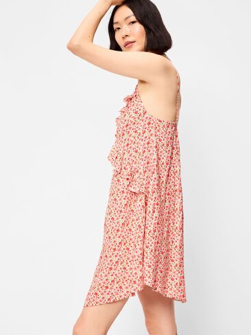 Old Navy Ruffle-Trim Asymmetrical Mini Dress - Pink Ditsy Floral in Saudi Arabia