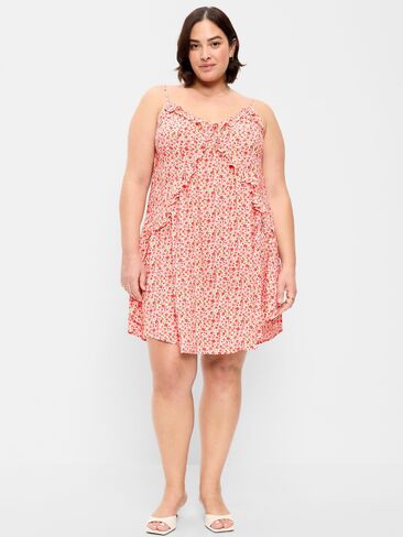 Old Navy Ruffle-Trim Asymmetrical Mini Dress - Pink Ditsy Floral in Saudi Arabia