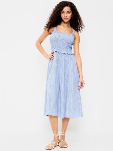 فستان Old Navy مناسب ومتوهج متوسط ​​الطول - شريط أبيض/أزرق in Saudi Arabia