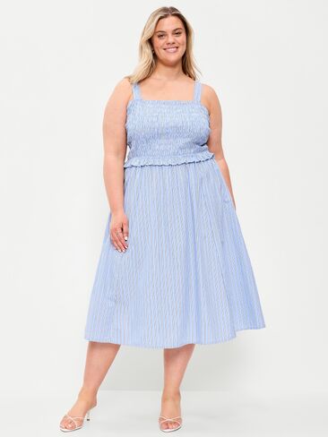 فستان Old Navy مناسب ومتوهج متوسط ​​الطول - شريط أبيض/أزرق in Saudi Arabia