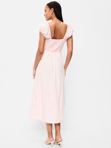 Old Navy Short-Sleeve Fit & Flare Midi Dress - Pastel Pink in Saudi Arabia