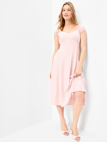 Old Navy Short-Sleeve Fit & Flare Midi Dress - Pastel Pink in Saudi Arabia