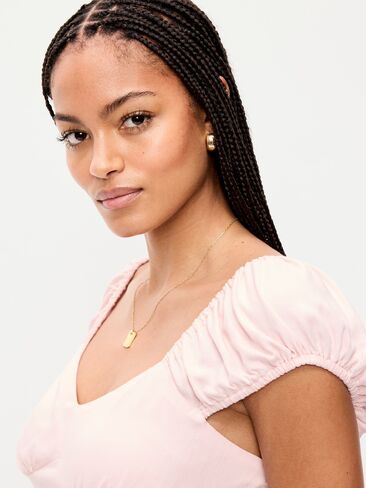 Old Navy Short-Sleeve Fit & Flare Midi Dress - Pastel Pink in Saudi Arabia