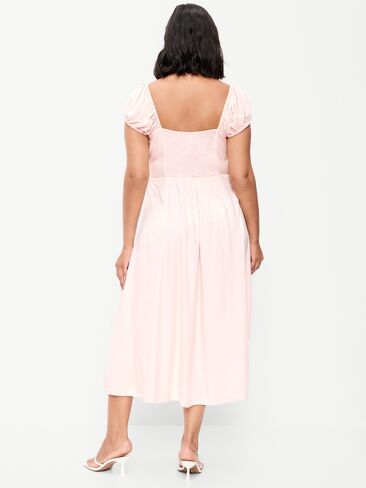 Old Navy Short-Sleeve Fit & Flare Midi Dress - Pastel Pink in Saudi Arabia