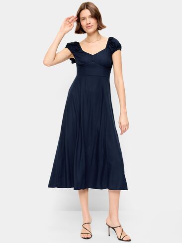 Old Navy Short-Sleeve Fit & Flare Midi Dress - Arctic Depth in Saudi Arabia
