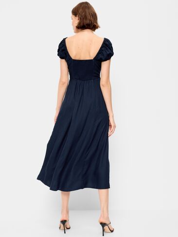 Old Navy Short-Sleeve Fit & Flare Midi Dress - Arctic Depth in Saudi Arabia