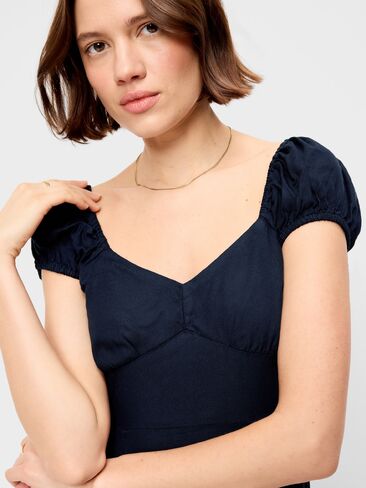 Old Navy Short-Sleeve Fit & Flare Midi Dress - Arctic Depth in Saudi Arabia