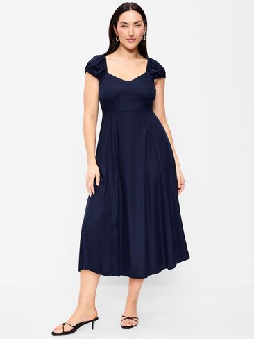 Old Navy Short-Sleeve Fit & Flare Midi Dress - Arctic Depth in Saudi Arabia