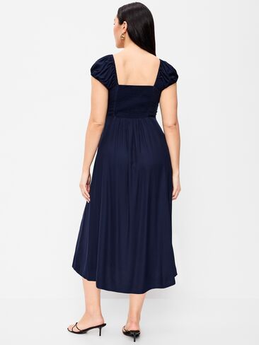Old Navy Short-Sleeve Fit & Flare Midi Dress - Arctic Depth in Saudi Arabia