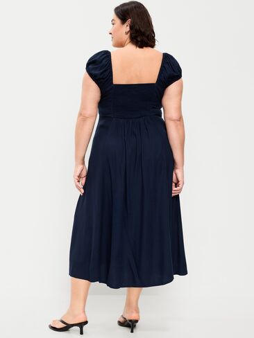 Old Navy Short-Sleeve Fit & Flare Midi Dress - Arctic Depth in Saudi Arabia