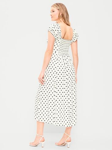 Old Navy Short-Sleeve Fit & Flare Midi Dress - Black Dots in Saudi Arabia