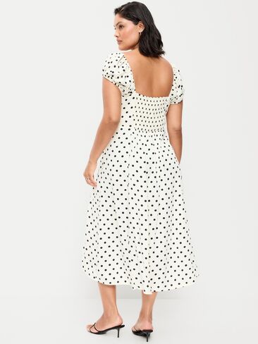 Old Navy Short-Sleeve Fit & Flare Midi Dress - Black Dots in Saudi Arabia