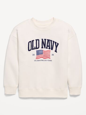 Old Navy Oversized Logo-Graphic Sweatshirt for Boys - Sea Salt in Saudi Arabia