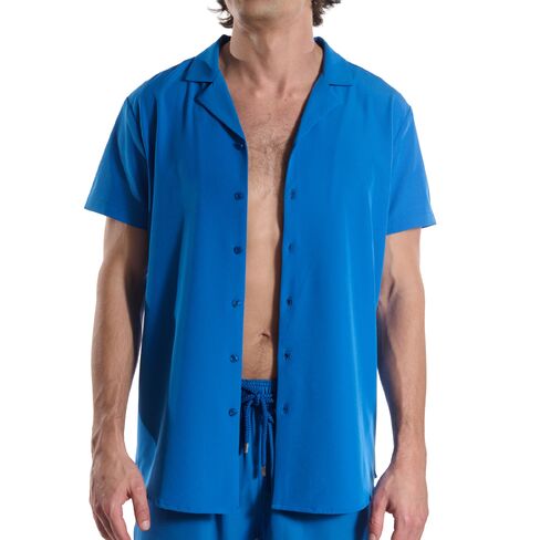 Capelle Miami Men's Short Sleeve Tailored Fit Button-Down Shirt - Ocean Blue in Saudi Arabia