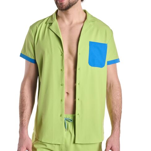 Capelle Miami Men's Short Sleeve Tailored Fit Button-Down Shirt - Key Lime in Kuwait