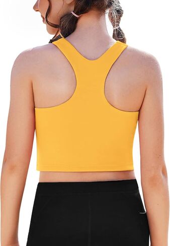 Zaclotre الفتيات تانك القمم بلا أكمام Racerback المحاصيل القمم مزدوجة اصطف قمصان رياضية للرقص اليوغا تجريب الأطفال in Kuwait